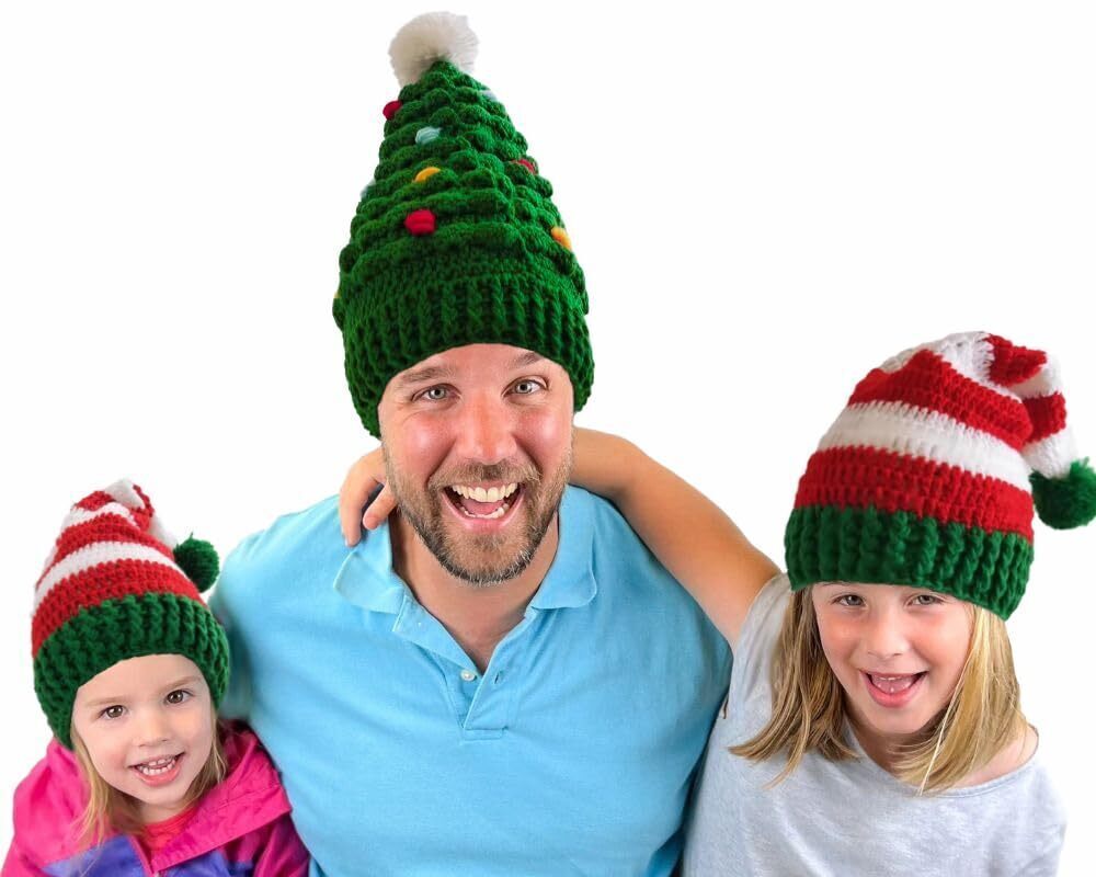 6735 Christmas Winter Knitted Elf Hats Crochet Beanie Santa Cap Warm Snow